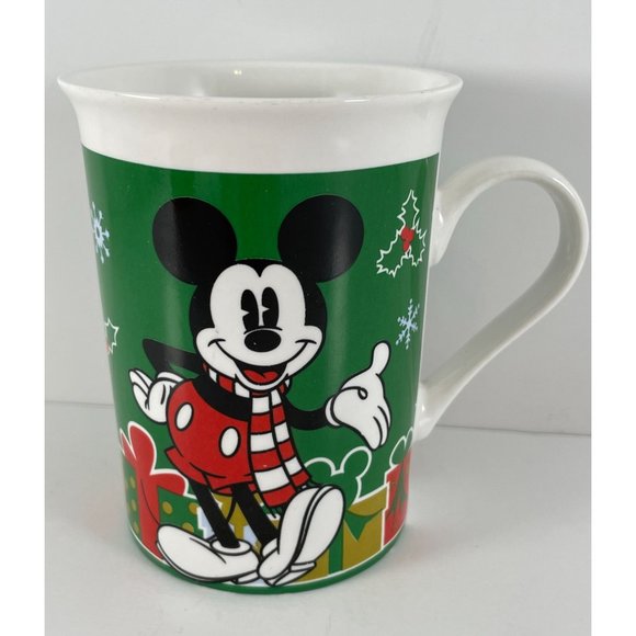 Disney Mickey Mouse Ceramic Green Christmas Coffee Tea Cup Mug 2013 Presents - Picture 1 of 7